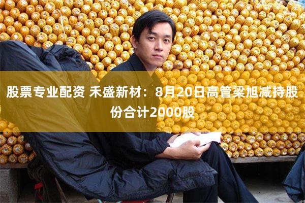 股票专业配资 禾盛新材：8月20日高管梁旭减持股份合计2000股
