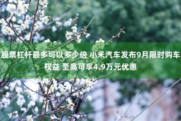 股票杠杆最多可以多少倍 小米汽车发布9月限时购车权益 至高可享4.9万元优惠