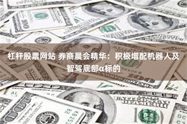 杠杆股票网站 券商晨会精华：积极增配机器人及智驾底部α标的
