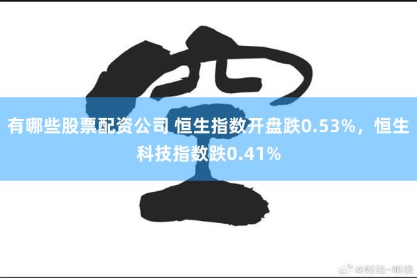 有哪些股票配资公司 恒生指数开盘跌0.53%，恒生科技指数跌0.41%